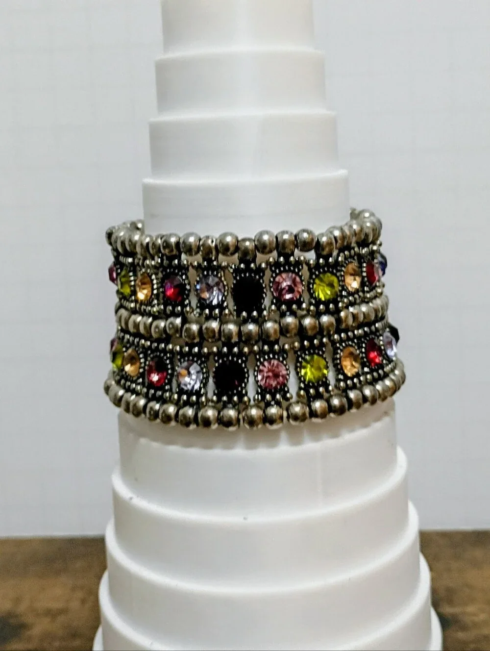 Multi Colors Rhinestones Two Row Bracelet - Picture 1 of 3